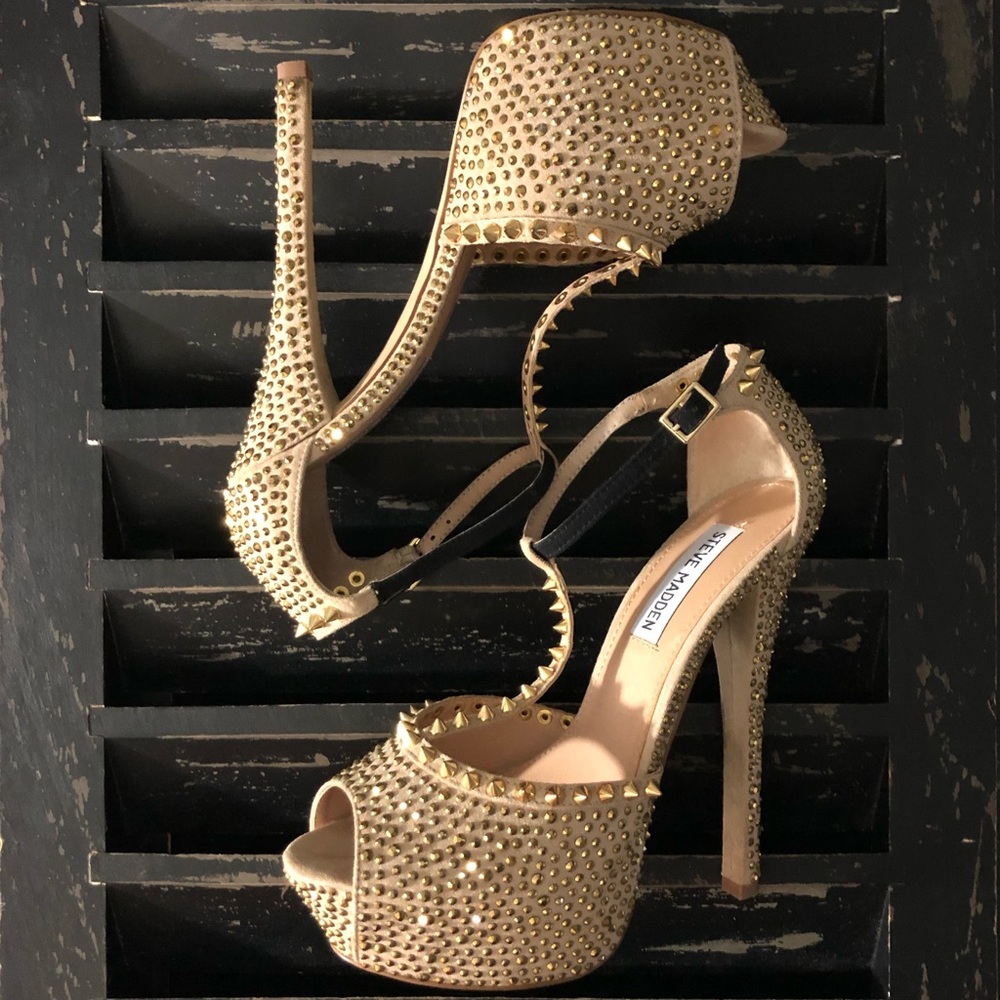 STEVE MADDEN Platform Peep-Toe Studded Stilettos